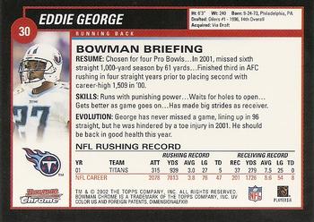 2002 Bowman Chrome #30 Eddie George Back