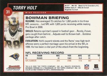2002 Bowman Chrome #31 Torry Holt Back