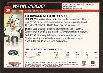2002 Bowman Chrome #38 Wayne Chrebet Back