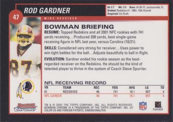 2002 Bowman Chrome #47 Rod Gardner Back