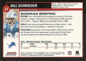 2002 Bowman Chrome #67 Bill Schroeder Back