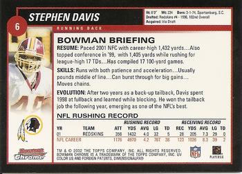 2002 Bowman Chrome #6 Stephen Davis Back