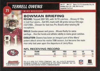 2002 Bowman Chrome #71 Terrell Owens Back