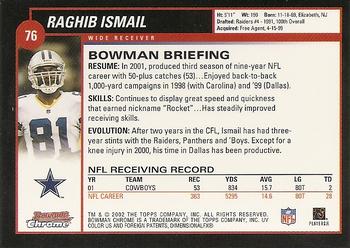 2002 Bowman Chrome #76 Raghib Ismail Back