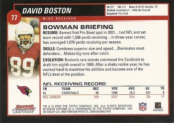2002 Bowman Chrome #77 David Boston Back