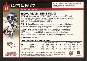 2002 Bowman Chrome #83 Terrell Davis Back