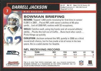 2002 Bowman Chrome #7 Darrell Jackson Back