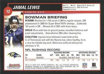 2002 Bowman Chrome #12 Jamal Lewis Back