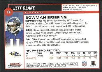 2002 Bowman Chrome #14 Jeff Blake Back