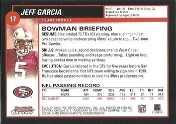 2002 Bowman Chrome #17 Jeff Garcia Back