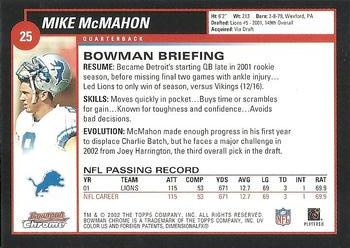 2002 Bowman Chrome #25 Mike McMahon Back