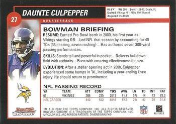 2002 Bowman Chrome #27 Daunte Culpepper Back