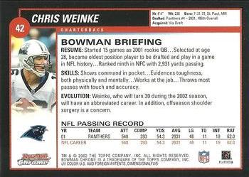 2002 Bowman Chrome #42 Chris Weinke Back