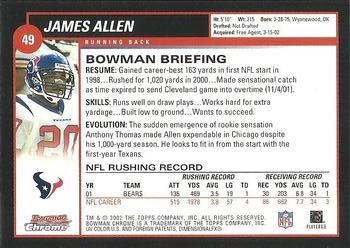 2002 Bowman Chrome #49 James Allen Back