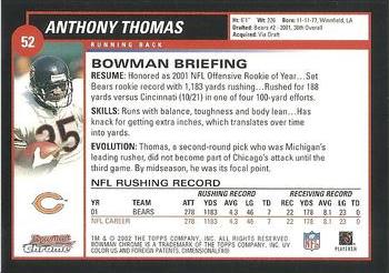2002 Bowman Chrome #52 Anthony Thomas Back