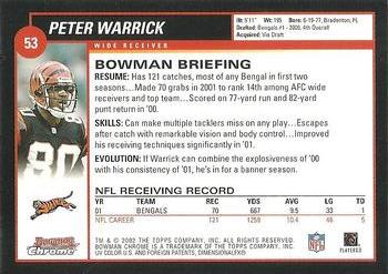 2002 Bowman Chrome #53 Peter Warrick Back