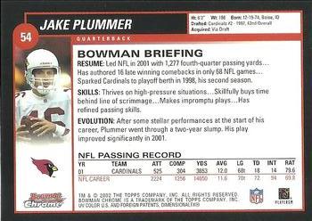 2002 Bowman Chrome #54 Jake Plummer Back