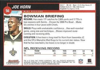 2002 Bowman Chrome #56 Joe Horn Back