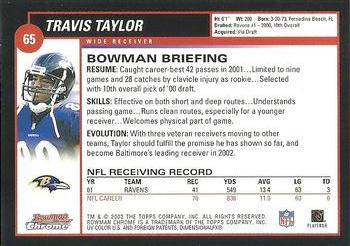 2002 Bowman Chrome #65 Travis Taylor Back