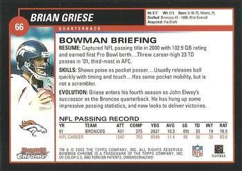 2002 Bowman Chrome #66 Brian Griese Back