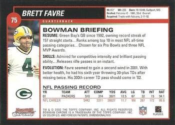 2002 Bowman Chrome #75 Brett Favre Back
