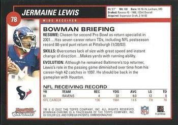 2002 Bowman Chrome #78 Jermaine Lewis Back