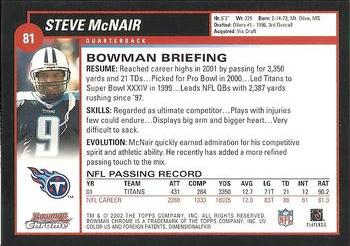 2002 Bowman Chrome #81 Steve McNair Back