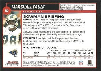 2002 Bowman Chrome #82 Marshall Faulk Back