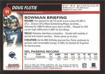 2002 Bowman Chrome #91 Doug Flutie Back