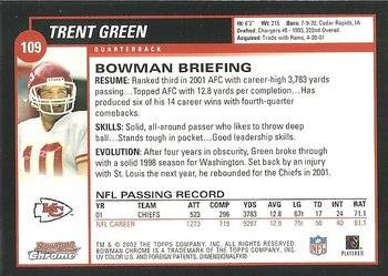 2002 Bowman Chrome #109 Trent Green Back