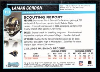 2002 Bowman Chrome #153 Lamar Gordon Back