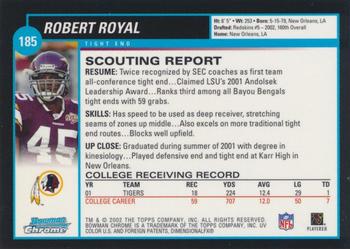2002 Bowman Chrome #185 Robert Royal Back