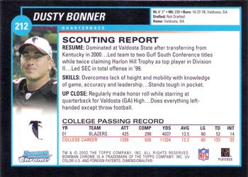 2002 Bowman Chrome #212 Dusty Bonner Back