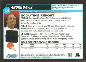 2002 Bowman Chrome #221 Andre Davis Back