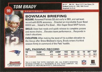 2002 Bowman Chrome #99 Tom Brady Back