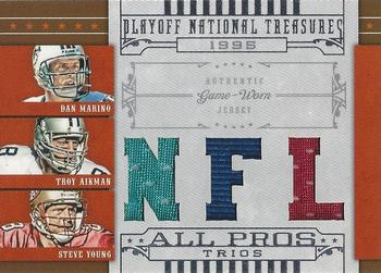 2008 Playoff National Treasures - All Pros Material Trios NFL #3 Dan Marino / Troy Aikman / Steve Young Front