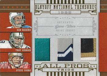 2008 Playoff National Treasures - All Pros Material Trios Prime #3 Dan Marino / Troy Aikman / Steve Young Front