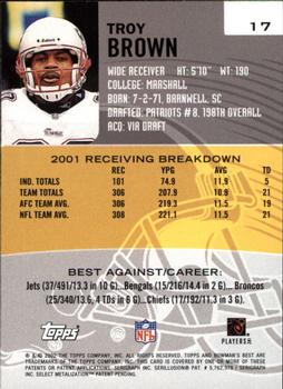 2002 Bowman's Best #17 Troy Brown Back