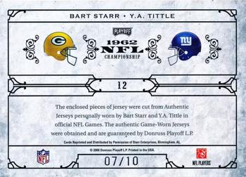 2008 Playoff National Treasures - Championships Material VS #12 Bart Starr / Y.A. Tittle Back