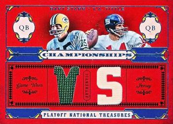 2008 Playoff National Treasures - Championships Material VS #12 Bart Starr / Y.A. Tittle Front