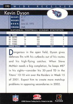 2002 Donruss #190 Kevin Dyson Back