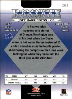 2002 Donruss #202 Joey Harrington Back