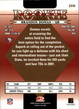 2002 Donruss #210 Brandon Doman Back