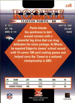 2002 Donruss #218 Clinton Portis Back