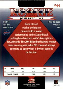 2002 Donruss #244 Josh Reed Back