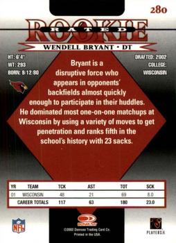 2002 Donruss #280 Wendell Bryant Back