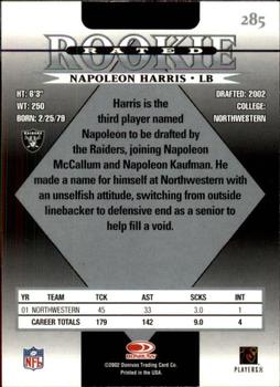 2002 Donruss #285 Napoleon Harris Back