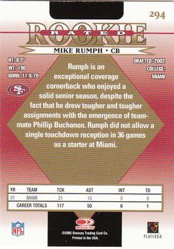 2002 Donruss #294 Mike Rumph Back