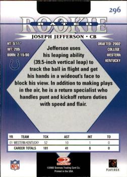 2002 Donruss #296 Joseph Jefferson Back