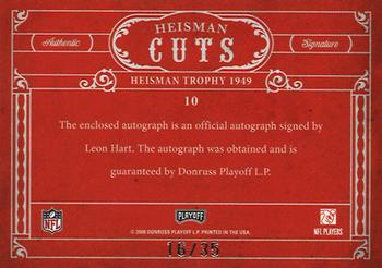 2008 Playoff National Treasures - Heisman Cuts #10 Leon Hart Back